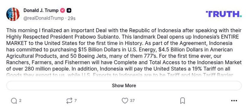 Post image from Donald Trump