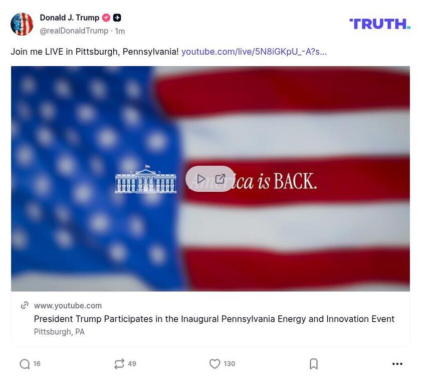 Post image from Donald Trump