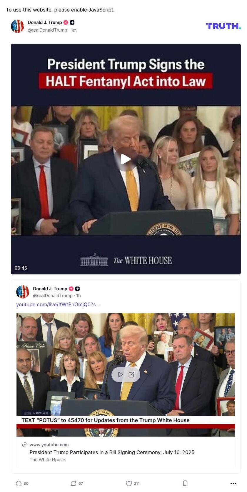 Post image from Donald Trump