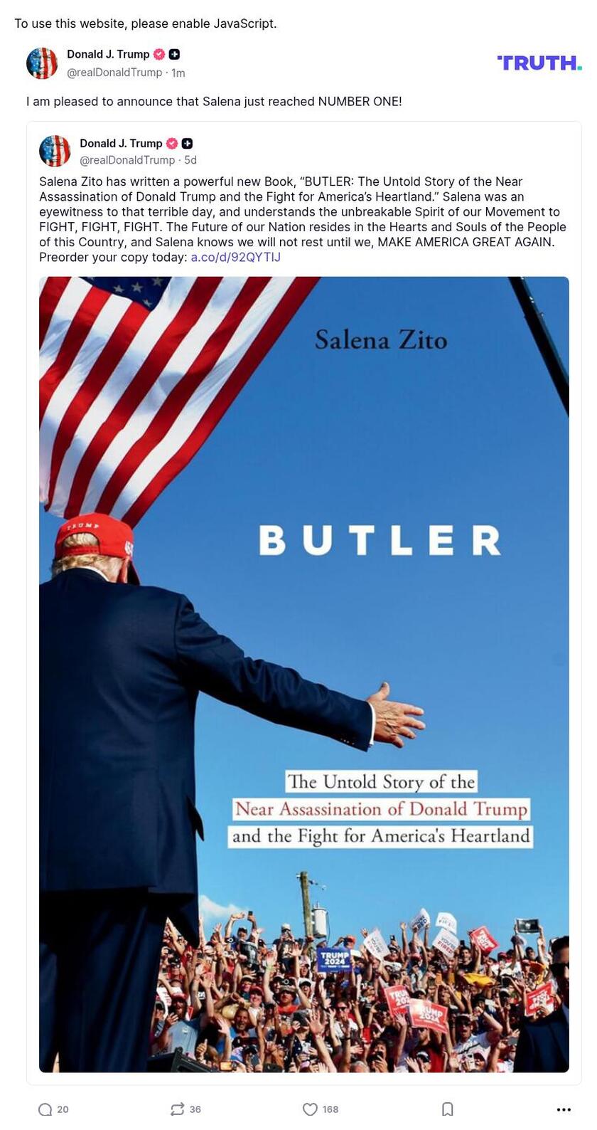 Post image from Donald Trump