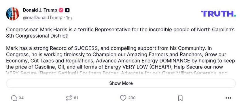 Post image from Donald Trump