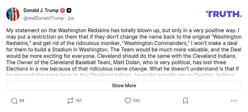 Post image from Donald Trump