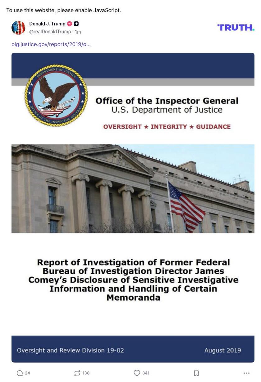 Post image from Donald Trump