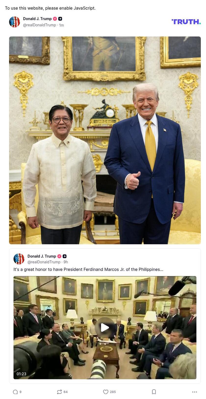 Post image from Donald Trump