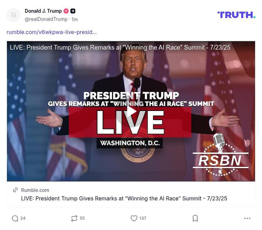 Post image from Donald Trump