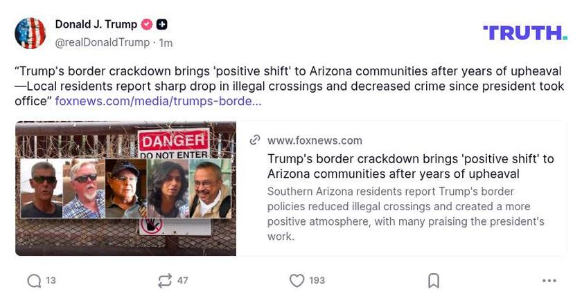 Post image from Donald Trump