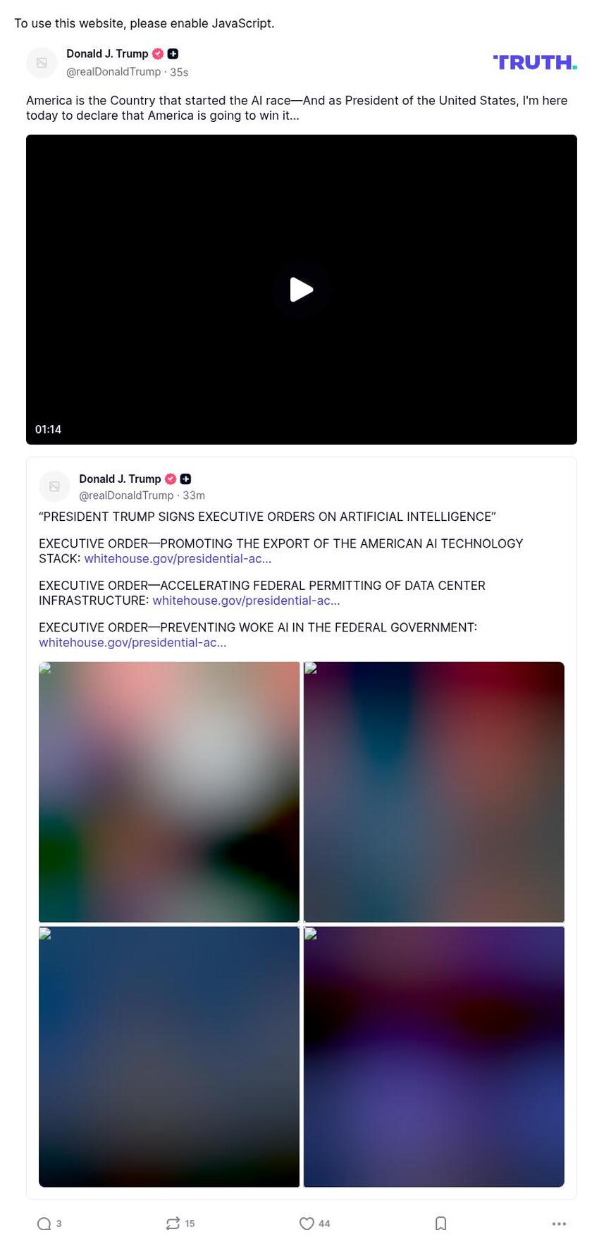 Post image from Donald Trump