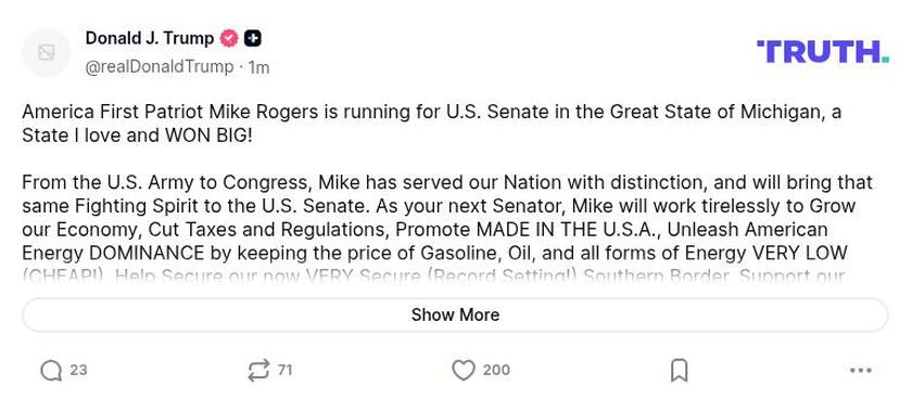 Post image from Donald Trump