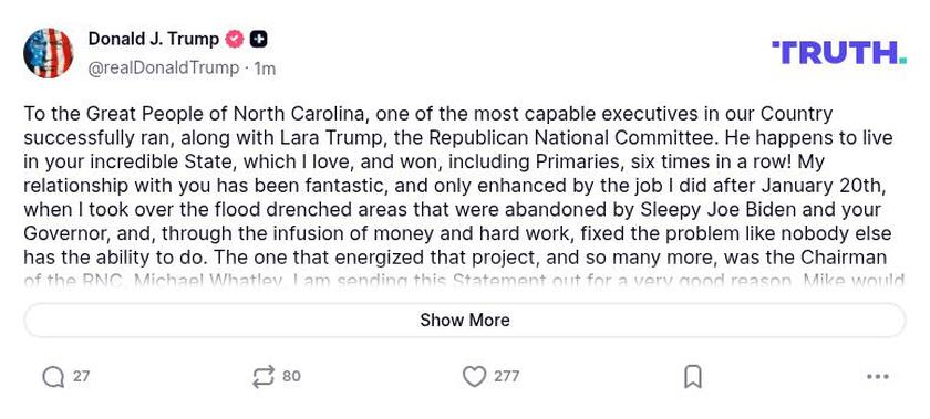 Post preview from Donald Trump