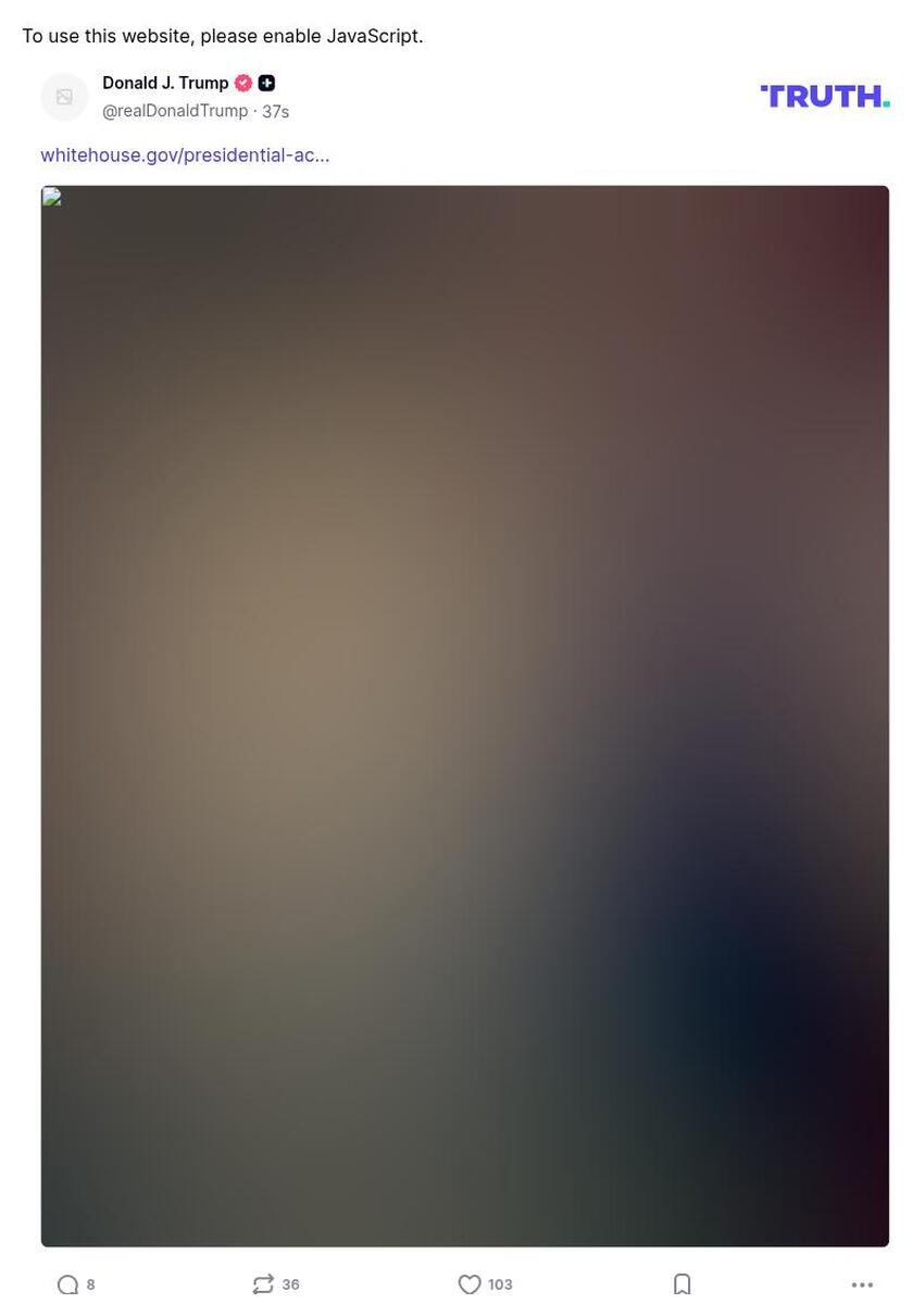 Post image from Donald Trump