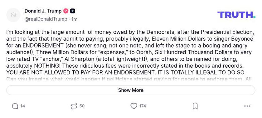 Post image from Donald Trump