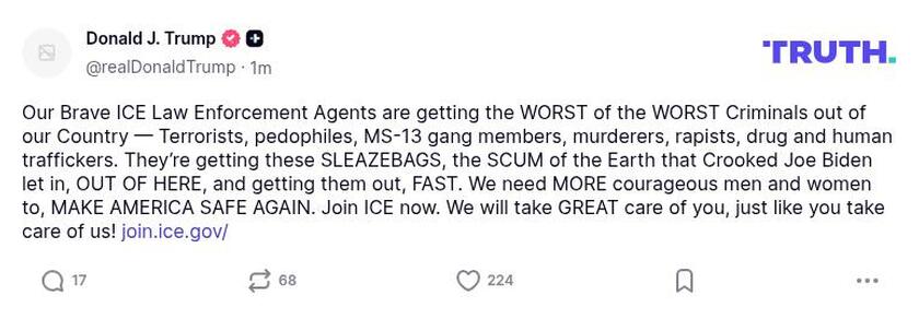 Post preview from Donald Trump