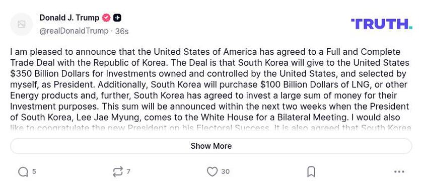 Post image from Donald Trump