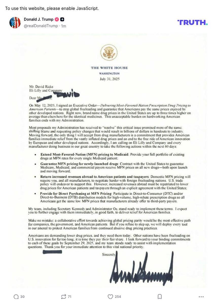 Post image from Donald Trump