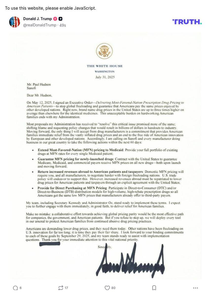 Post image from Donald Trump