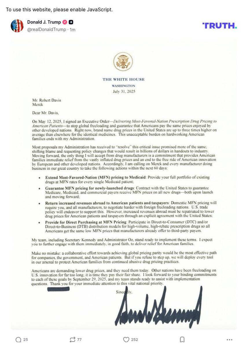 Post image from Donald Trump