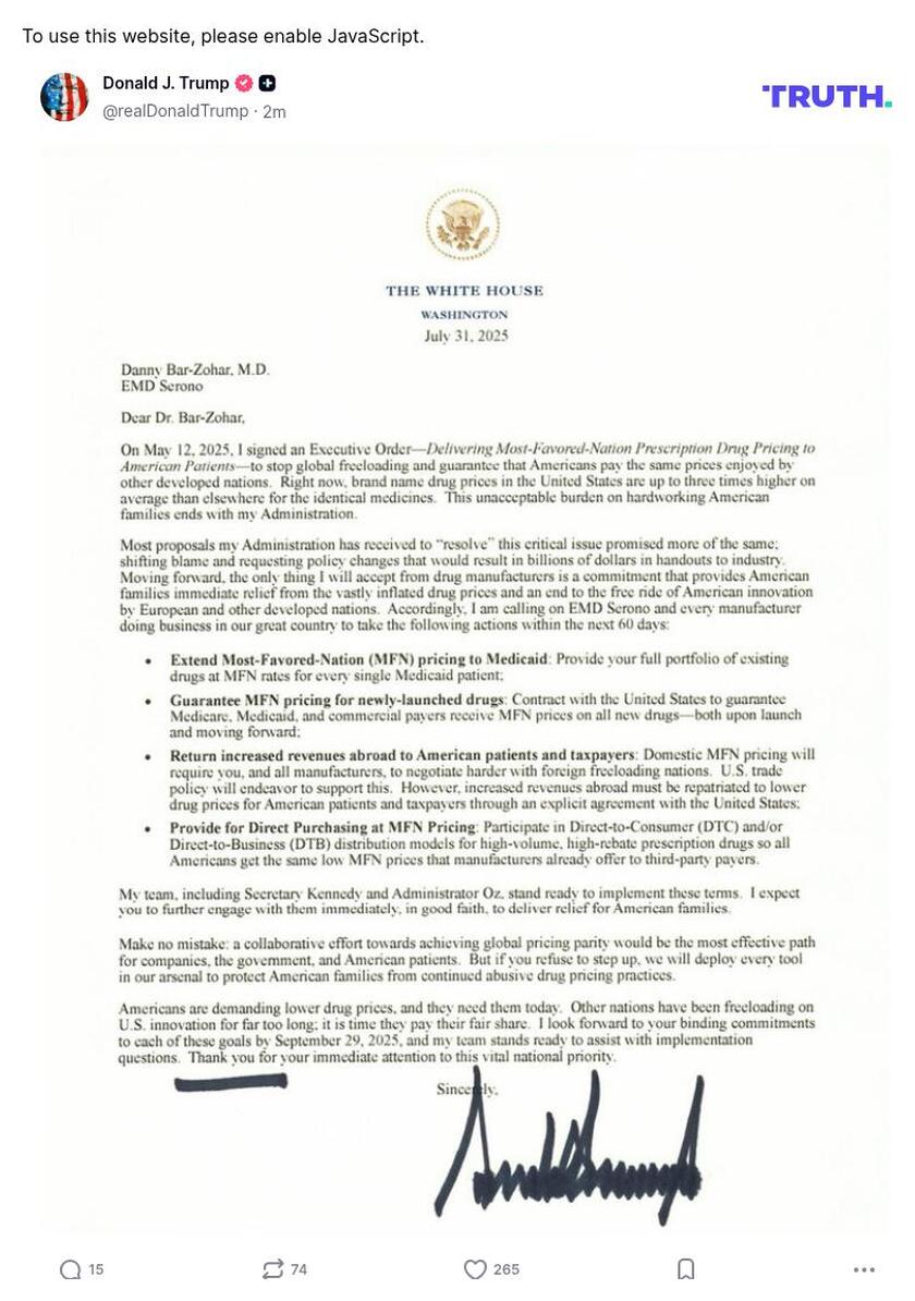 Post image from Donald Trump