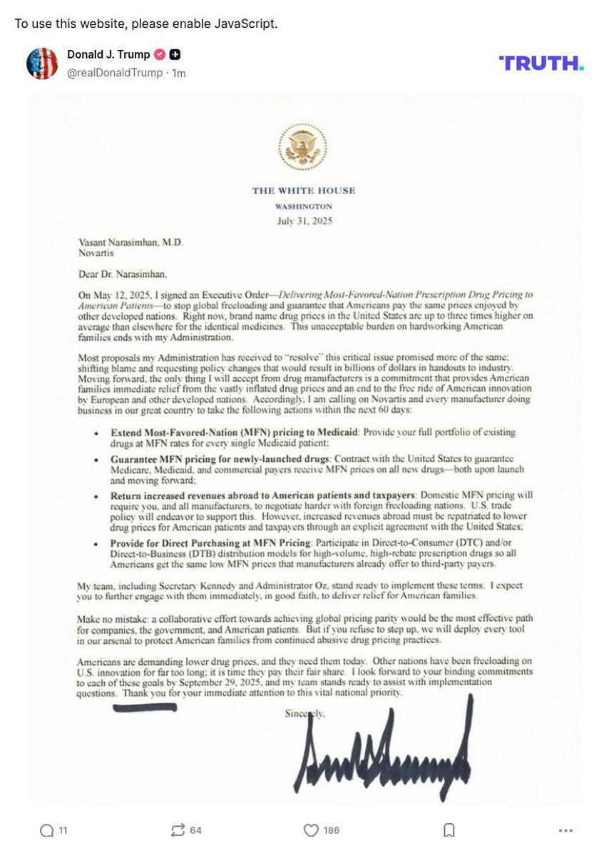 Post image from Donald Trump