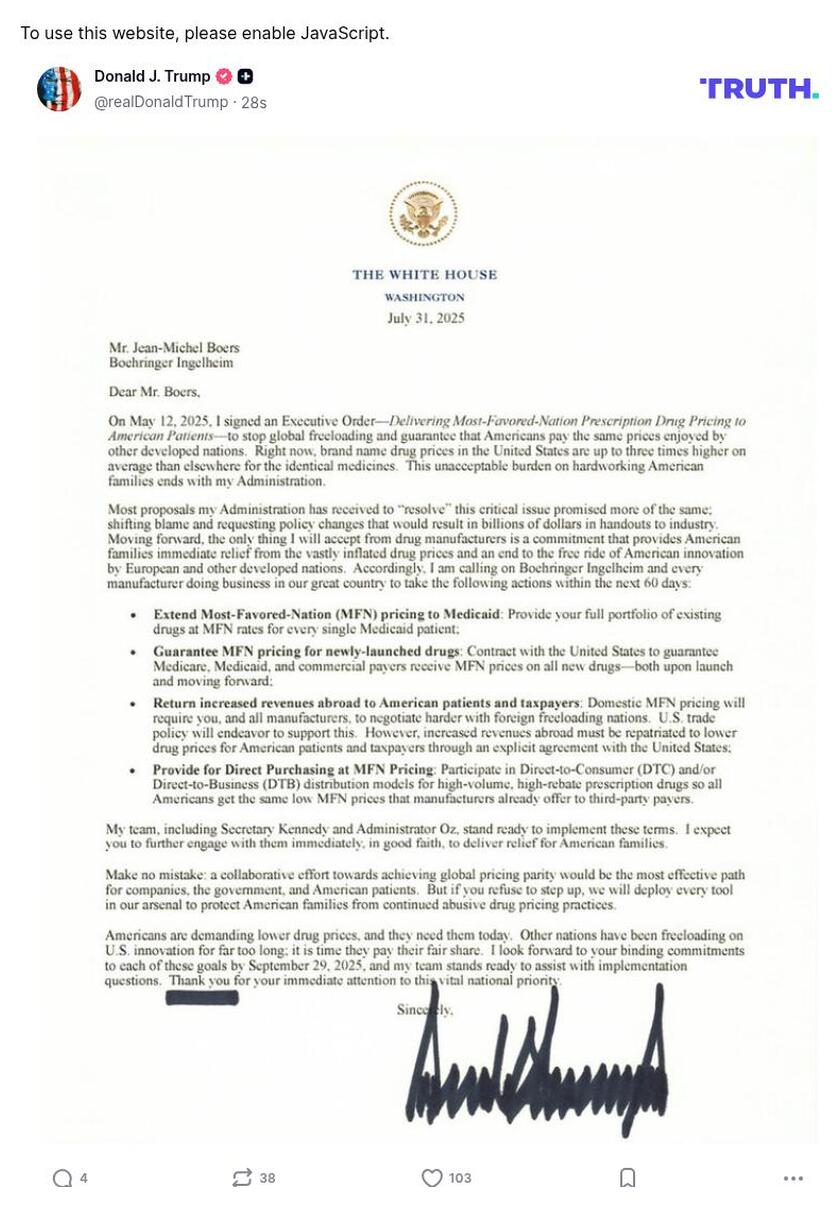 Post image from Donald Trump