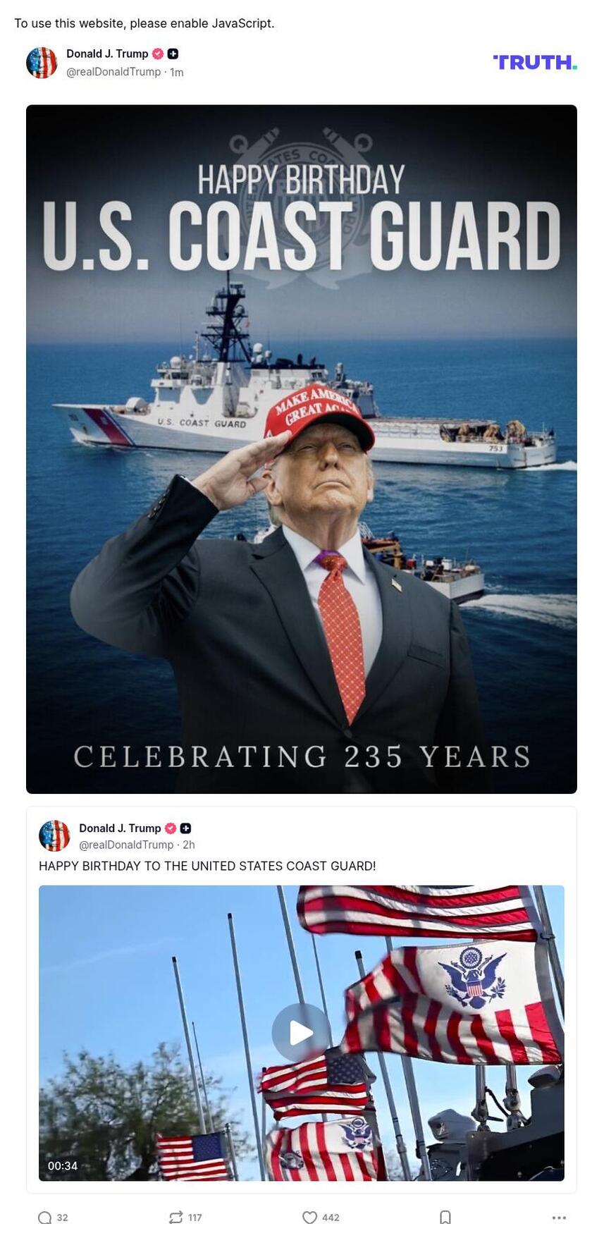 Post image from Donald Trump