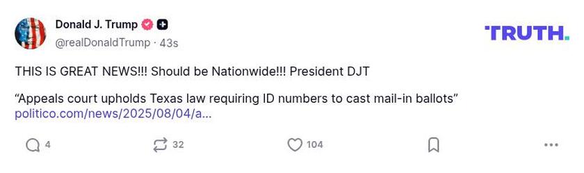 Post image from Donald Trump