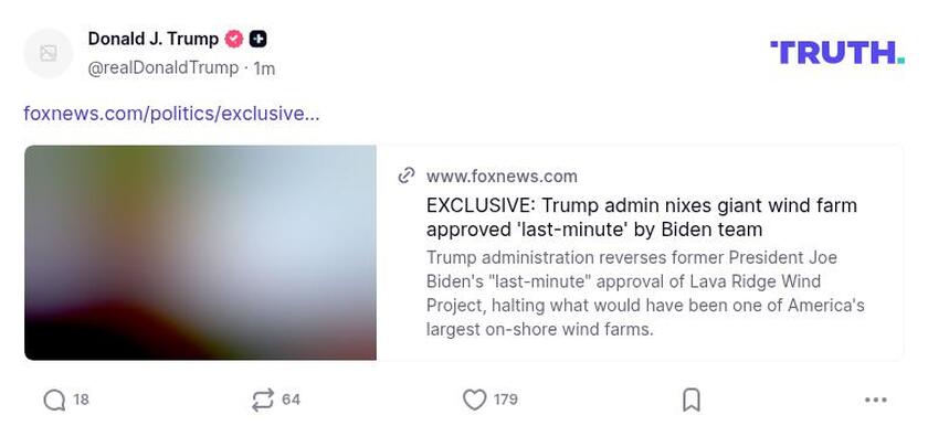 Post preview from Donald Trump