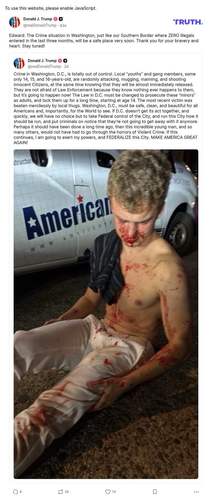 Post image from Donald Trump