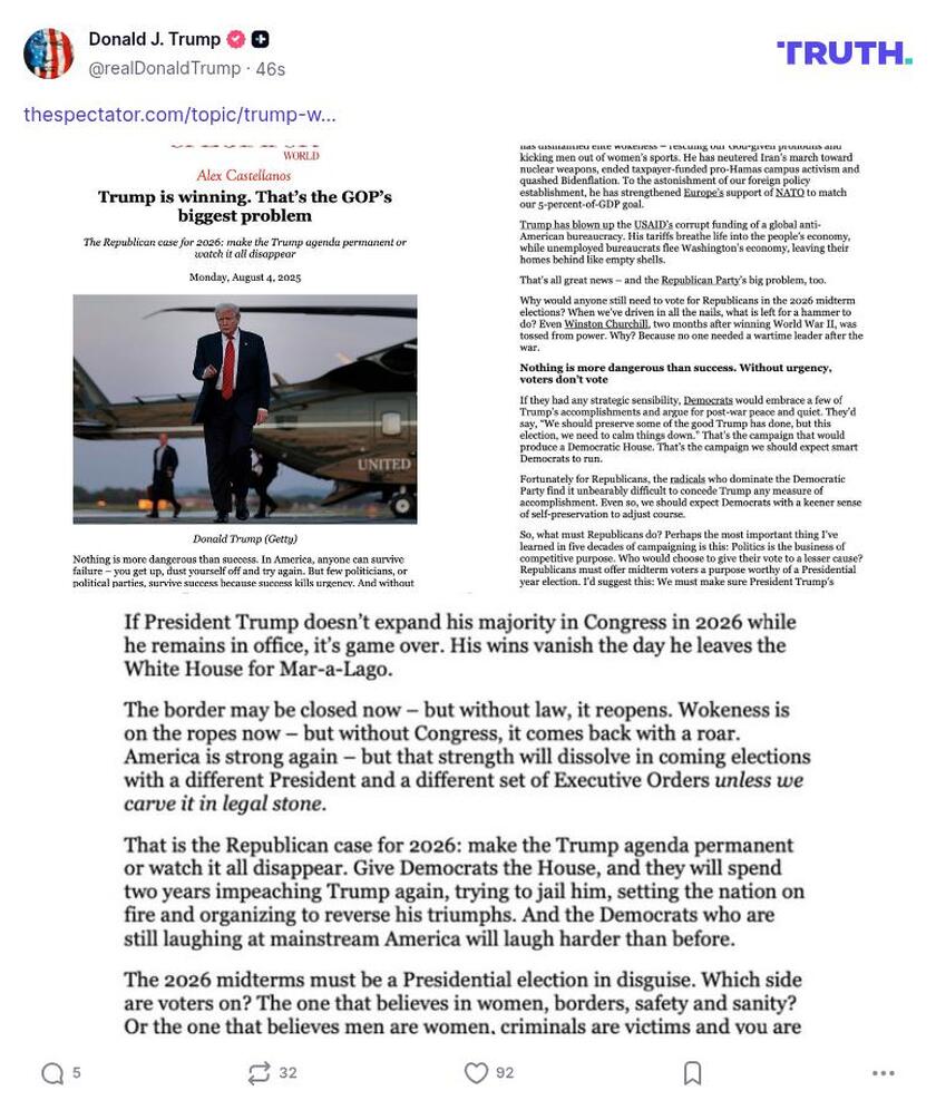 Post image from Donald Trump