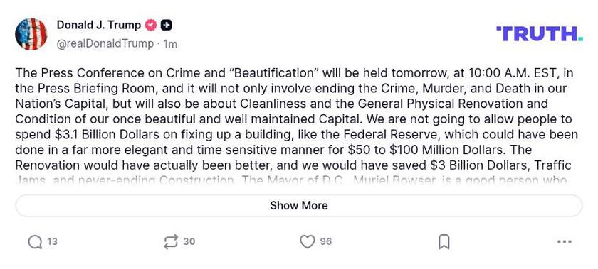 Post image from Donald Trump