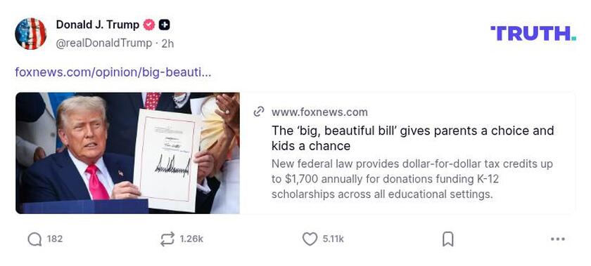 Post image from Donald Trump