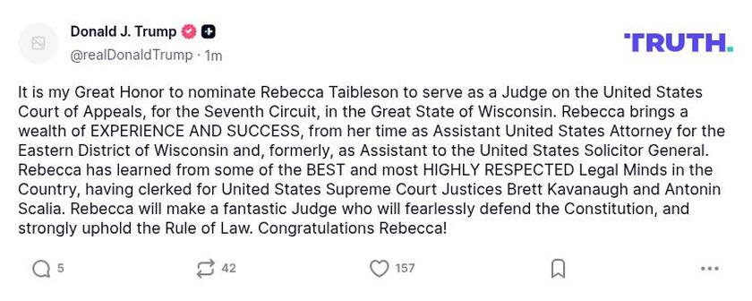 Post image from Donald Trump