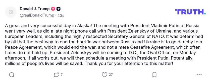 Post preview from Donald Trump