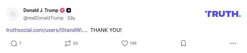 Post image from Donald Trump