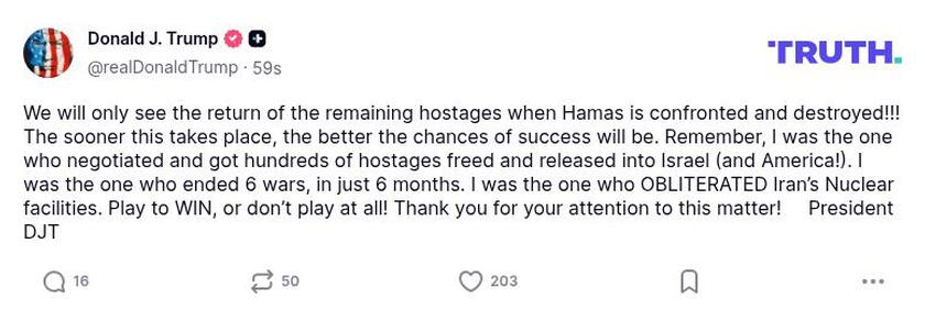 Post preview from Donald Trump