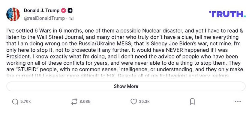 Post preview from Donald Trump