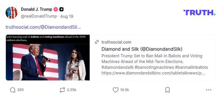 Post image from Donald Trump