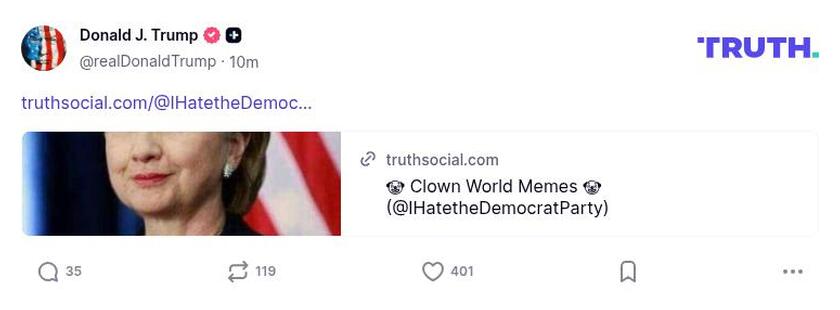 Post image from Donald Trump