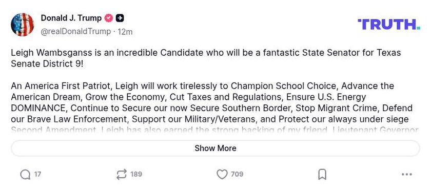 Post image from Donald Trump