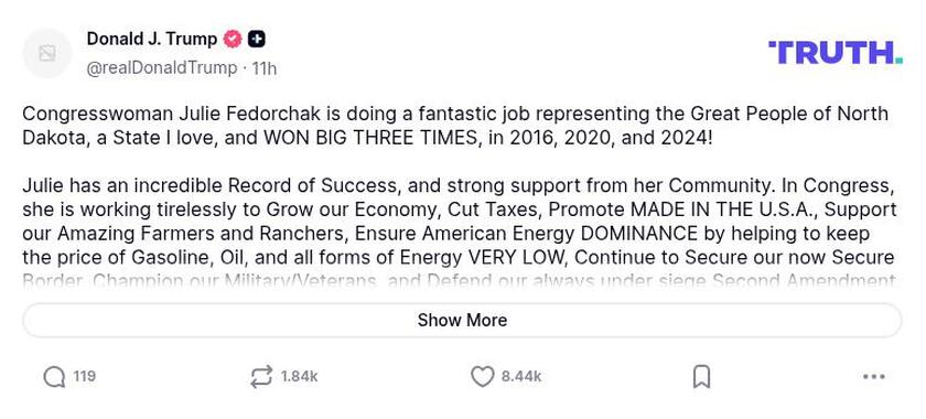 Post image from Donald Trump