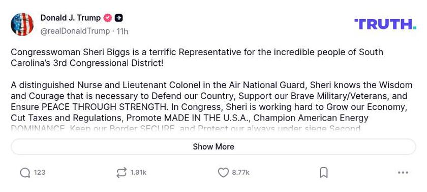 Post image from Donald Trump