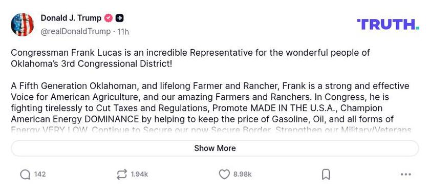 Post image from Donald Trump