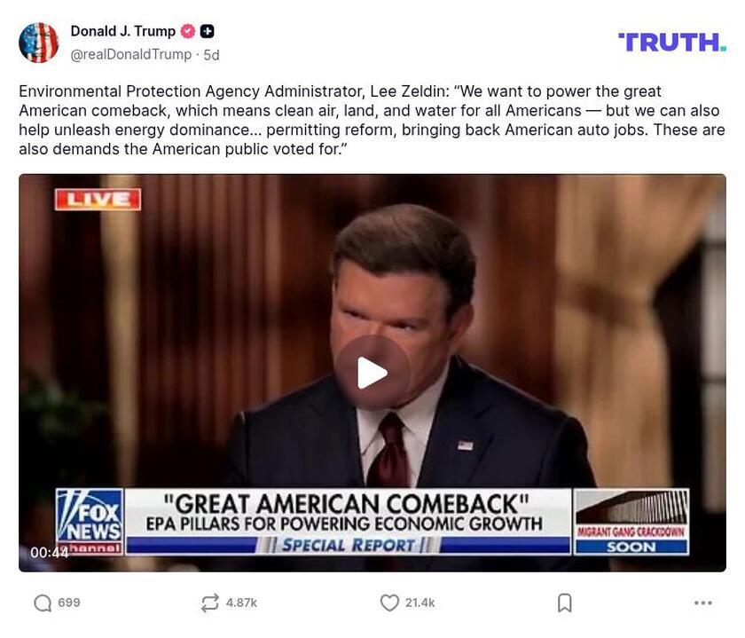 Post image from Donald Trump