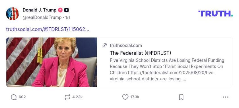 Post image from Donald Trump