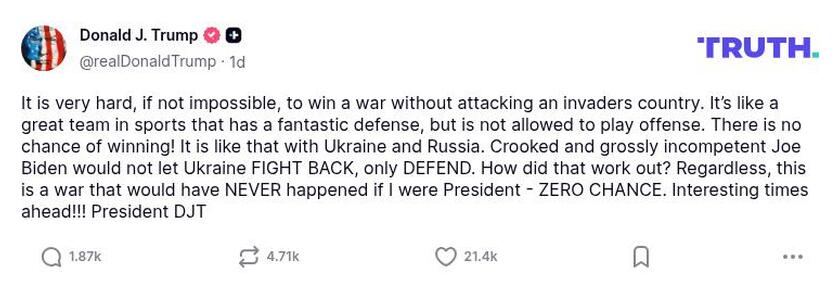 Post preview from Donald Trump