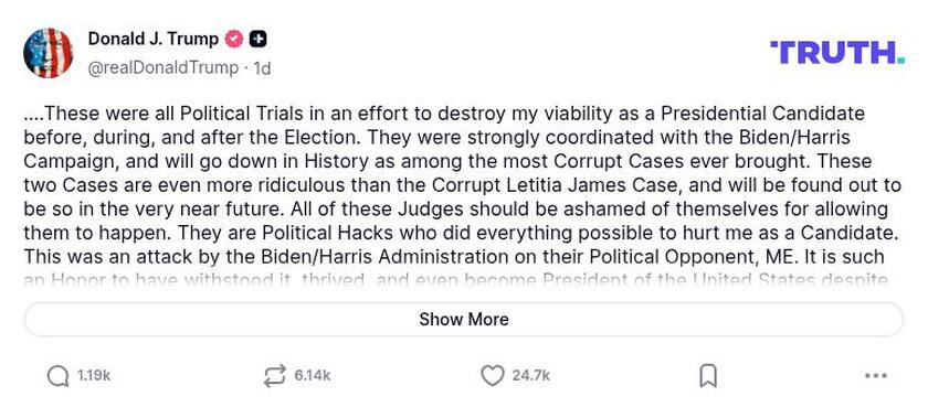 Post preview from Donald Trump