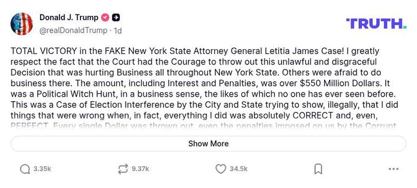 Post preview from Donald Trump