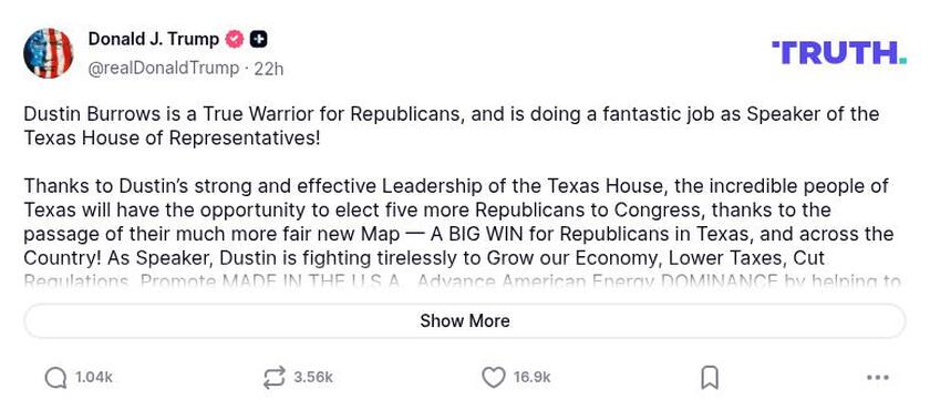 Post image from Donald Trump