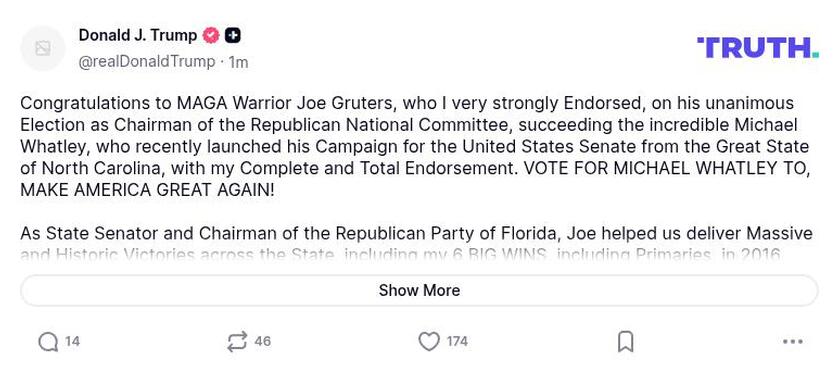 Post image from Donald Trump