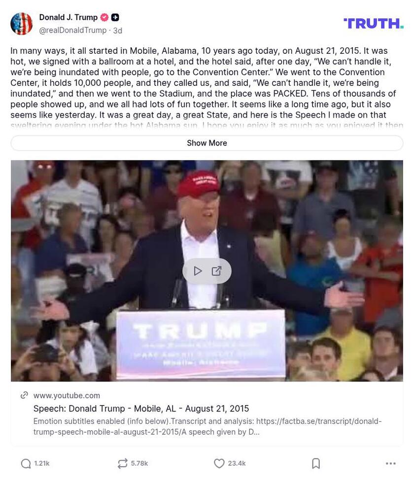 Post image from Donald Trump