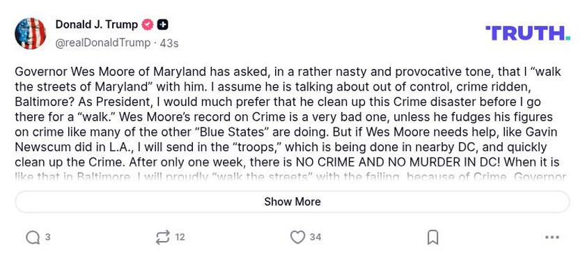 Post image from Donald Trump